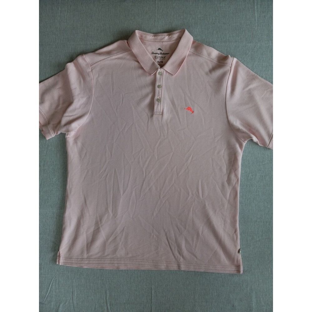 Tommy Bahama Men‎ XL Short Sleeve Supima World Finest Cotton Embroider Pink Polo